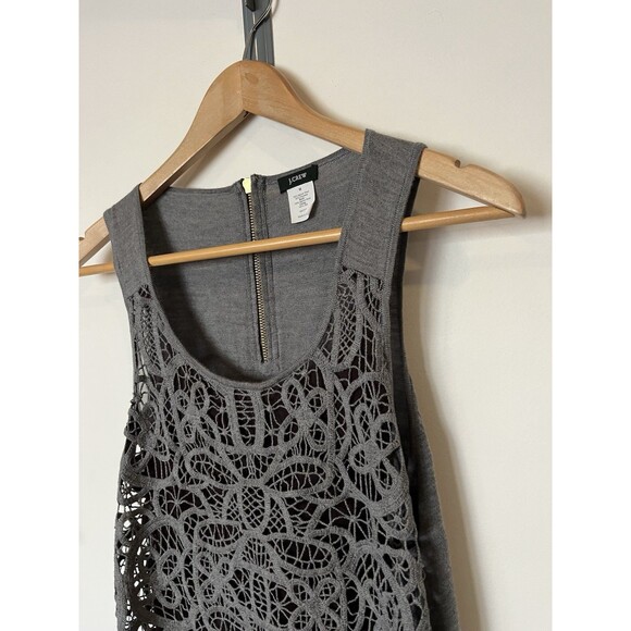 J Crew Gray Silk Merino Wool Crochet Tank Top Size Medium - Picture 2 of 8
